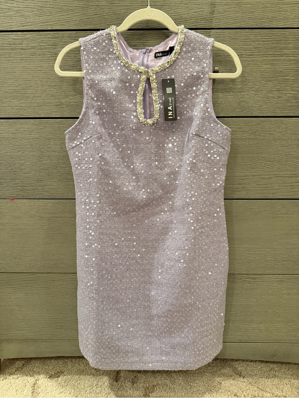INA Lilac Sequin-Embellished Sleeveless Mini Dress